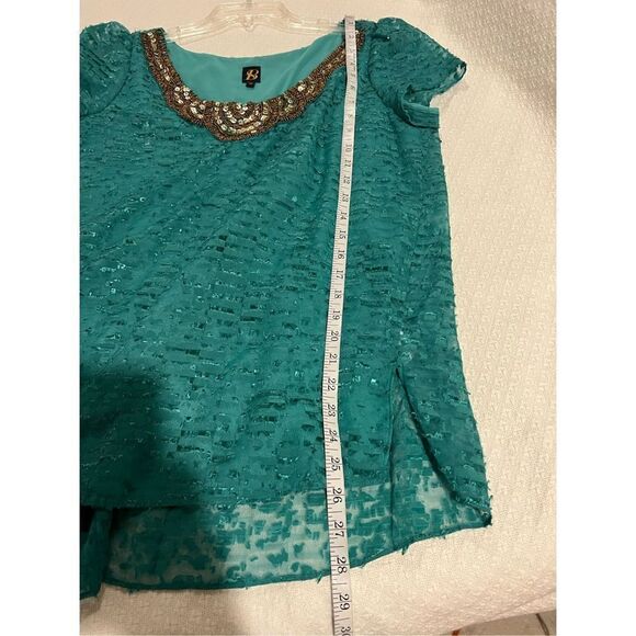 Anthropologie Sachin + Babi Car-canet Top beautiful teal with sequin detail neck - Picture 12 of 12